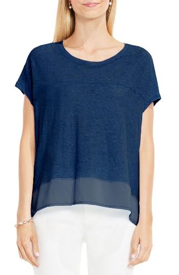 Women's Two By Vince Camuto Mixed Media Step Hem Tee - Blue