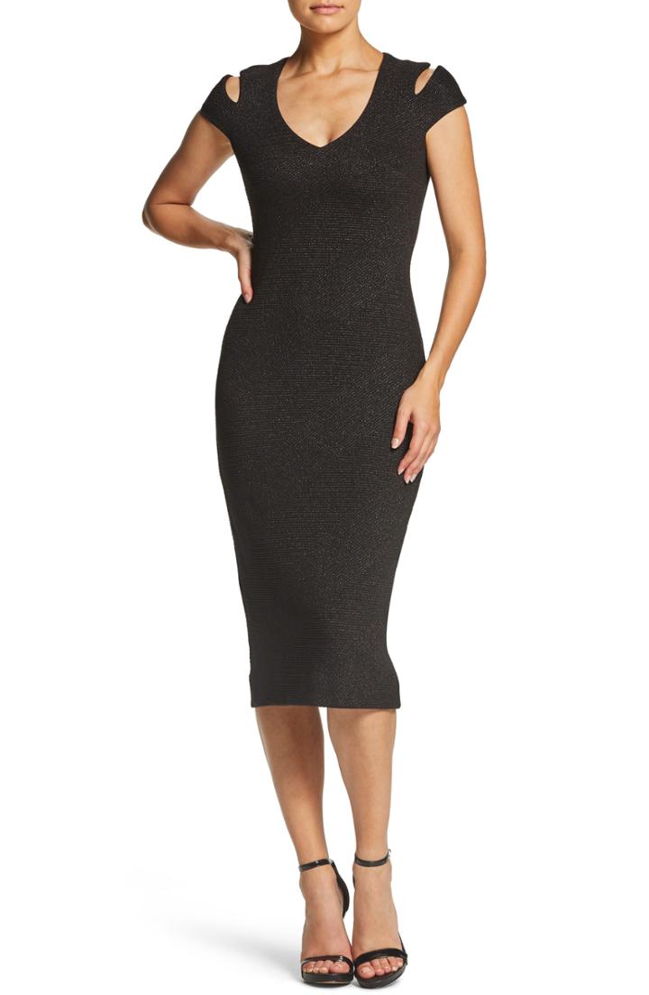 Women's Maggy London Knot Front Satin Dress (similar To 16w) - Black