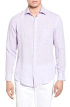 Men's Peter Millar Classic Fit Crown Cool Linen Sport Shirt, Size - Purple