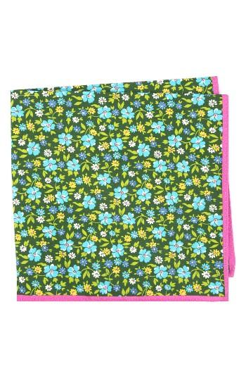 Men's Ted Baker London Floral Cotton & Silk Pocket Square, Size - Green