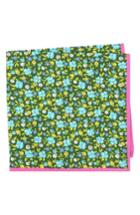 Men's Ted Baker London Floral Cotton & Silk Pocket Square, Size - Green