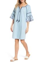 Women's Caslon Embroidered Chambray Shift - Blue