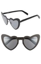Women's Saint Laurent Loulou 55mm Heart Shaped Sunglasses - Black