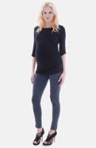 Women's Everly Grey 'judith' Shirred Jersey Maternity Top - Black