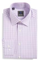 Men's David Donahue Regular Fit Plaid Dress Shirt .5 32/33 - Purple