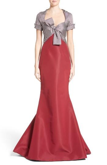 Women's Carolina Herrera Bow Front Colorblock Gown - Red