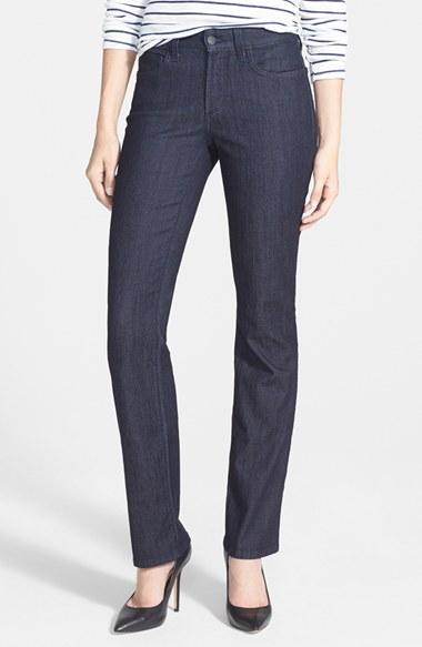 Petite Women's Nydj 'marilyn' Stretch Straight Leg Jeans P - Blue