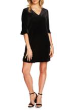 Women's Cece Kate Ruffle Velvet Shift Dress