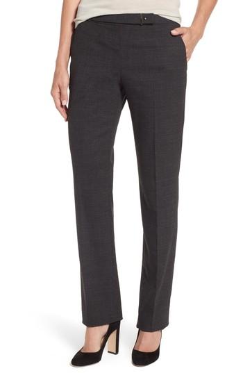 Women's Boss Tiokenia Check Straight Leg Trousers R - Black