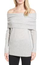 Women's Halogen Cashmere Off The Shoulder Sweater - Grey
