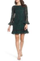 Petite Women's Eliza J Flare Sleeve Lace Shift Dress P - Green
