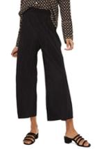 Women's Topshop Track Band Plisse Wide Leg Trousers Us (fits Like 0) - Black