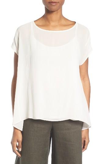 Women's Eileen Fisher Sheer Silk Georgette Top - White