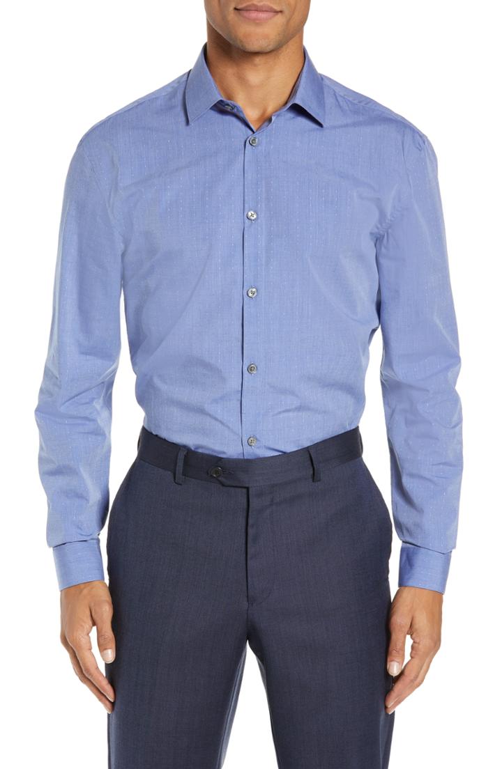 Men's John Varvatos Star Usa Slim Fit Dot Dress Shirt .5r - Purple