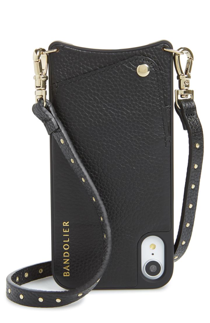 Bandolier Nicole Pebbled Leather X/xs/xs Max & Xr Crossbody Case - Black