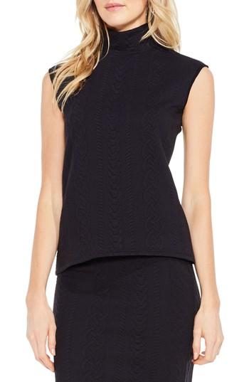 Women's Vince Camuto Cable Knit Turtleneck Top, Size - Black