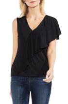 Women's Vince Camuto Asymmetrical Ruffle V-neck Top, Size - Black