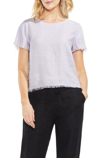 Women's Vince Camuto Frayed Edge Linen Tee, Size - Purple