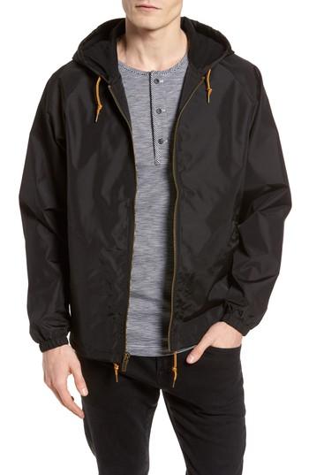 Men's Brixton Claxton Water Repellent Hooded Windbreaker - Black