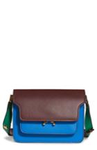 Marni Small Trunk Colorblock Leather Shoulder Bag - Blue