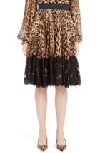 Women's Dolce & Gabbana Lace Overlay Leopard Print Chiffon Full Skirt
