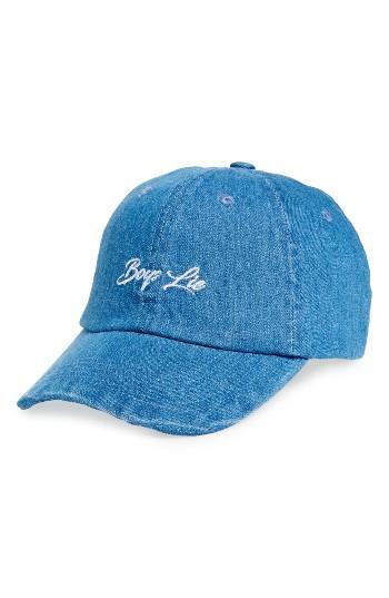 Women's Topshop Boys Lie Denim Baseball Cap - Blue