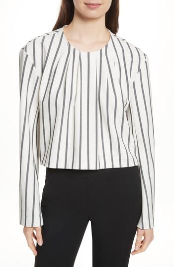 Women's Tibi Lucci Stripe Sculpted Top - Ivory