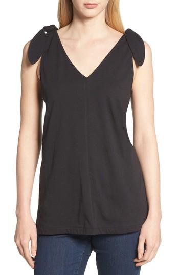 Women's Bobeau Reversible Tie Strap Cotton Jersey Tank - Black