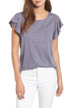 Women's Caslon Flutter Sleeve Crochet Detail Top - Blue