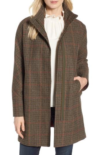 Women's Kristen Blake Plaid Topper Coat - Brown