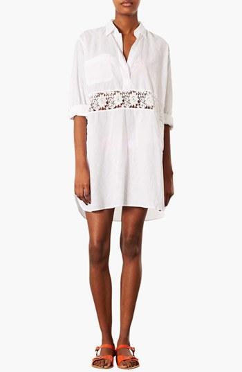 Topshop Crochet Inset Cover-up White