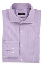 Men's Boss 'miles' Sharp Fit Check Dress Shirt .5 L - Purple