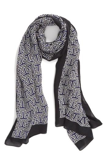 Women's Tory Burch Block T Logo Scarf, Size - Blue