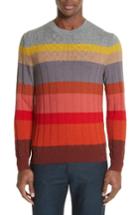Men's Paul Smith Multistripe Merino Cable Knit Sweater - Red