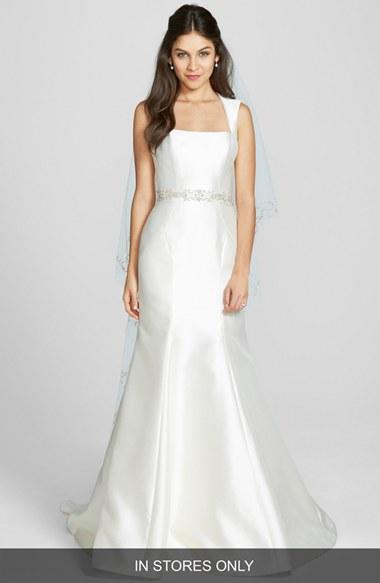 Women's Amsale 'blaine' Embellished Mikado Satin Trumpet Dress