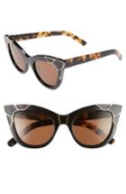 Women's Pared Puss & Boots 49mm Cat Eye Sunglasses - Black/ Gold/ Black Brown
