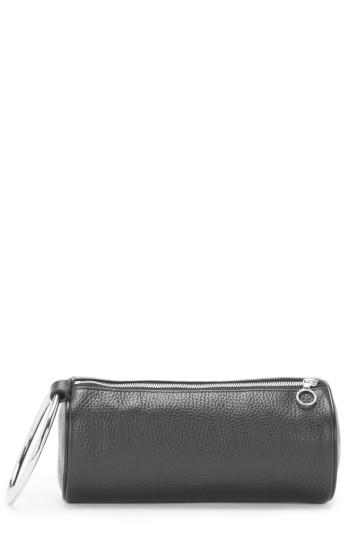 Kara Betty Pebbled Leather Duffel Wristlet Clutch - Black