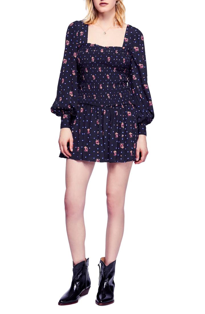 Women's Free People Two Faces Print Minidress - Black
