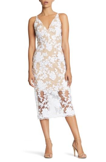 Women's Dress The Population Rebecca Floral Lace Midi Dress - White