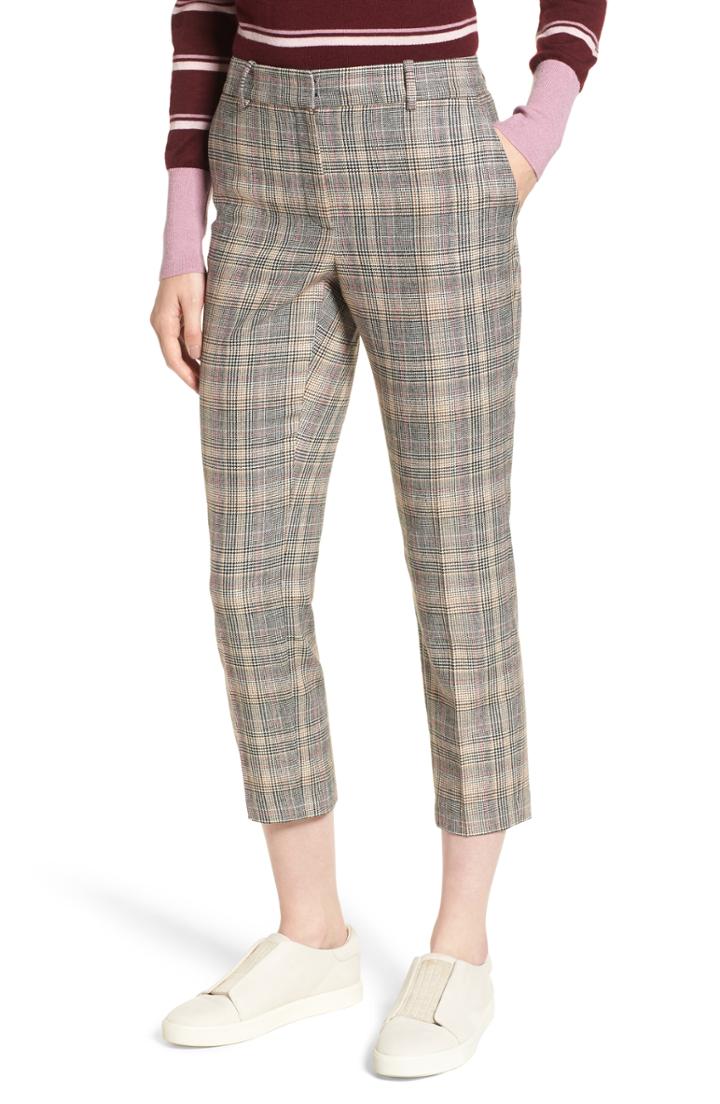 Women's Nordstrom Signature Plaid Slim Leg Crop Pants