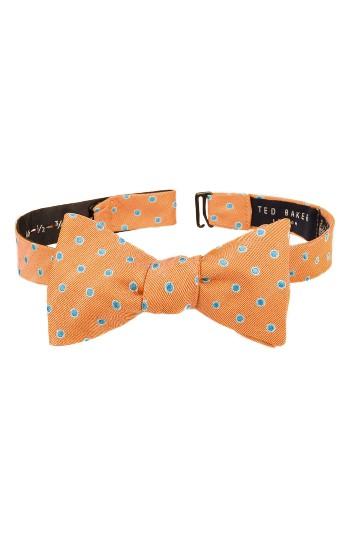 Men's Ted Baker London Paddington Dot Silk Bow Tie, Size - Orange