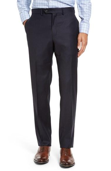 Men's Strong Suit Dagger Flat Front Solid Wool Trousers