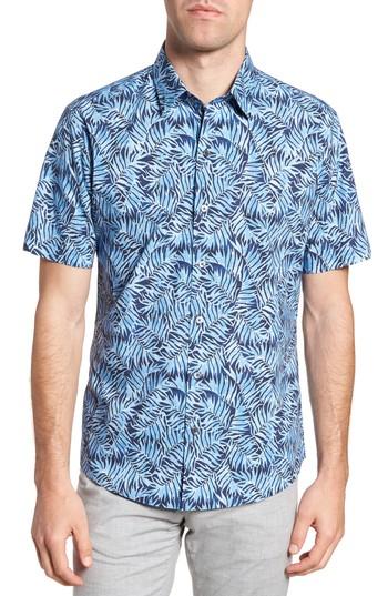 Men's Zachary Prell Slack Palm Print Sport Shirt - Blue