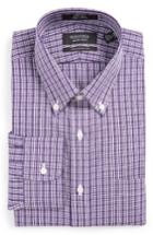Men's Nordstrom Men's Shop Smartcare(tm) Traditional Fit Plaid Dress Shirt 34 - Purple