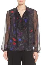 Women's Elie Tahari Renata Ruffle Floral Silk Blouse