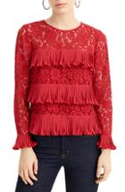 Women's J.crew Pleated Lace Top - Red