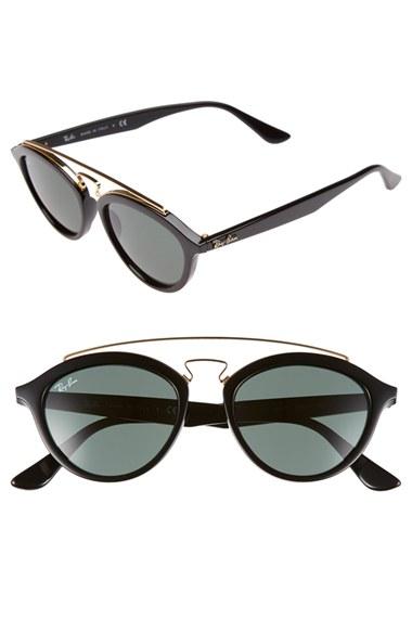 Women's Ray-ban Highstreet 50mm Brow Bar Sunglasses - Black
