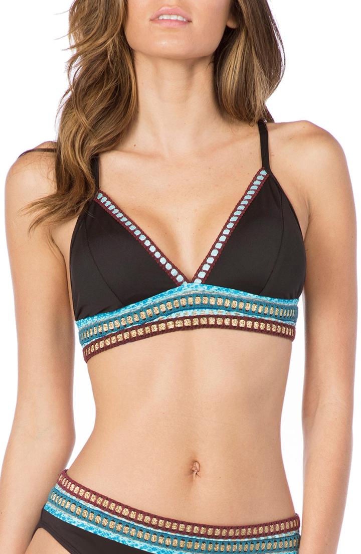 Women's La Blanca Running Stitch Triangle Bikini Top - Black