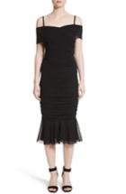 Women's Fuzzi Ruched Tulle Off The Shoulder Dress - Black
