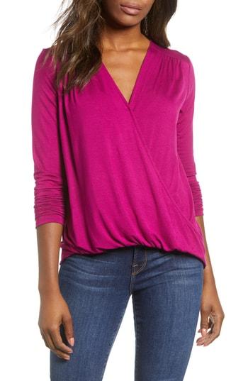 Women's Gibson Surplice Knit Top - Pink